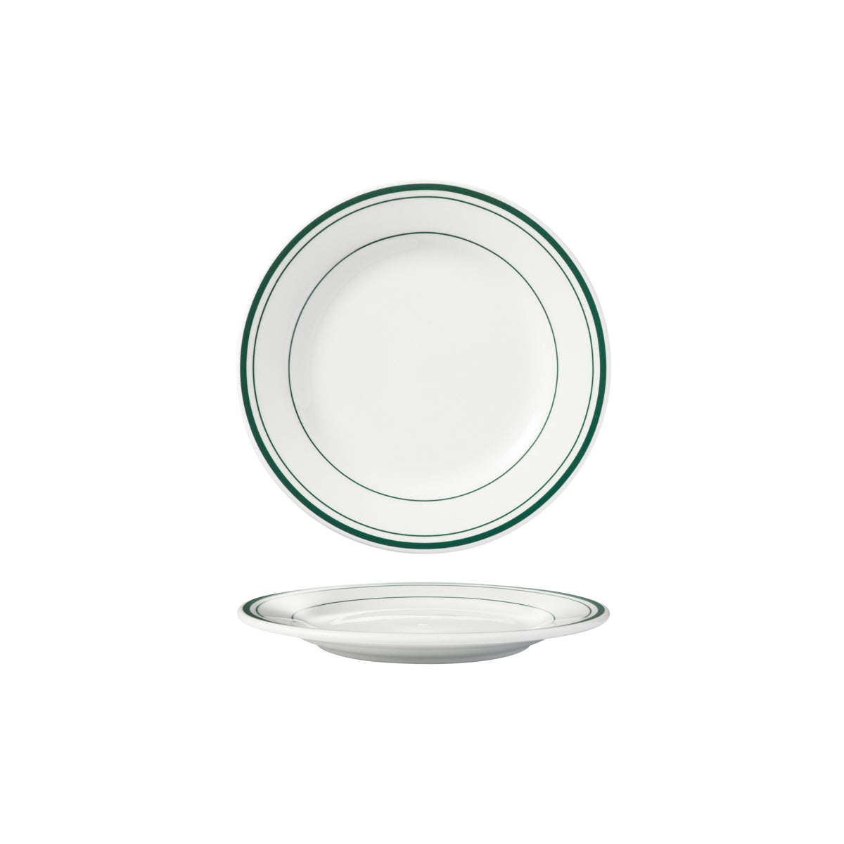 HAG.WBI0137 Maxwell & Williams Bistro Green Rim Round Wide Rim Plate 160mm Globe Importers Adelaide Hospitality Supplies