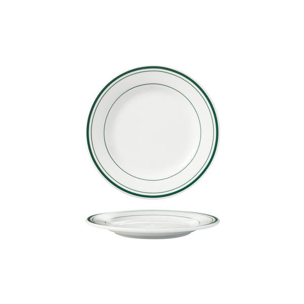 HAG.WBI0137 Maxwell & Williams Bistro Green Rim Round Wide Rim Plate 160mm Globe Importers Adelaide Hospitality Supplies