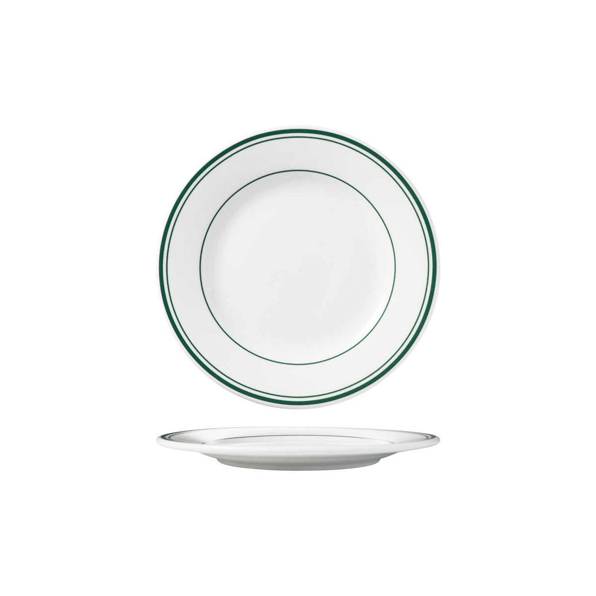 HAG.WBI0138 Maxwell & Williams Bistro Green Rim Round Wide Rim Plate 185mm Globe Importers Adelaide Hospitality Supplies