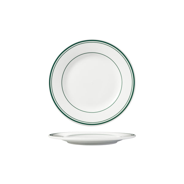 HAG.WBI0138 Maxwell & Williams Bistro Green Rim Round Wide Rim Plate 185mm Globe Importers Adelaide Hospitality Supplies