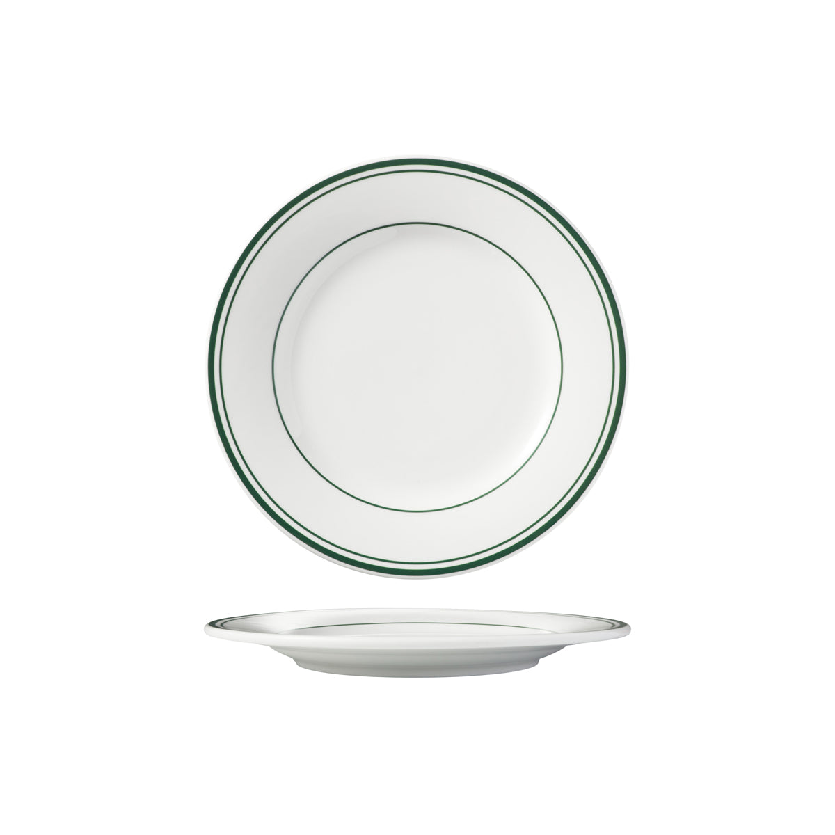 HAG.WBI0139 Maxwell & Williams Bistro Green Rim Round Wide Rim Plate 210mm Globe Importers Adelaide Hospitality Supplies