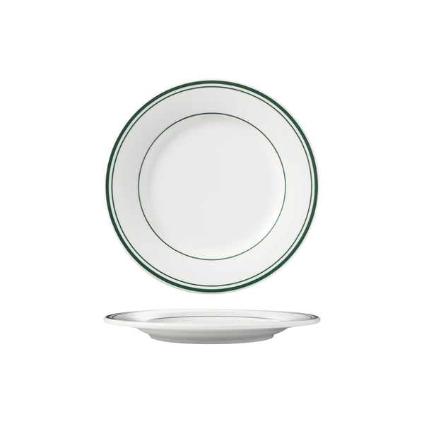 HAG.WBI0139 Maxwell & Williams Bistro Green Rim Round Wide Rim Plate 210mm Globe Importers Adelaide Hospitality Supplies