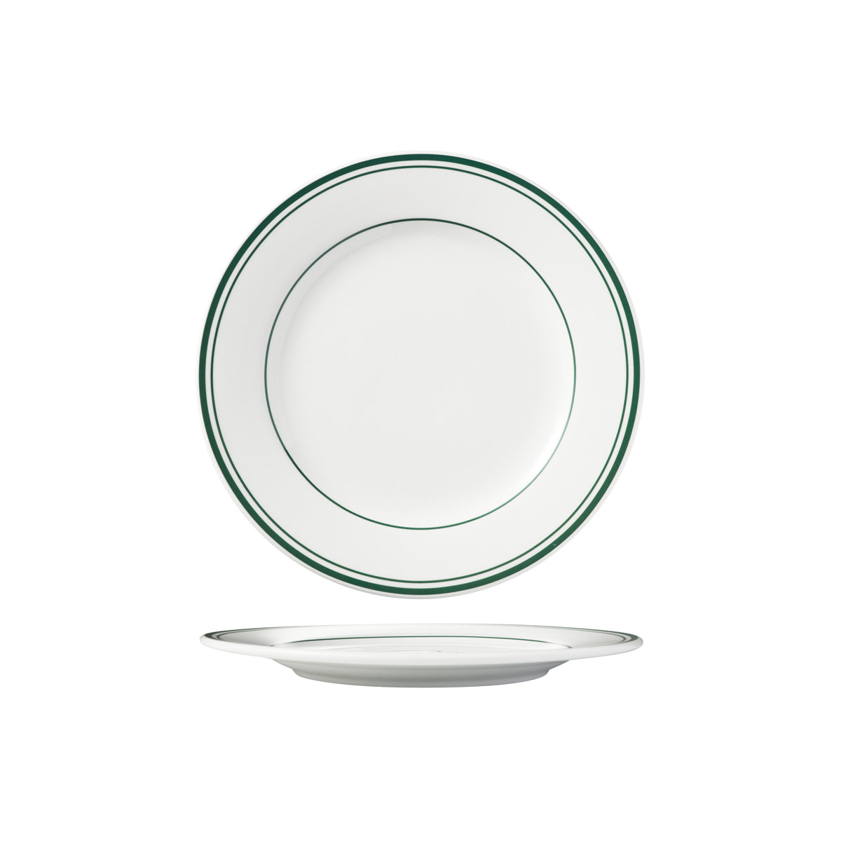 HAG.WBI0140 Maxwell & Williams Bistro Green Rim Round Wide Rim Plate 235mm Globe Importers Adelaide Hospitality Supplies