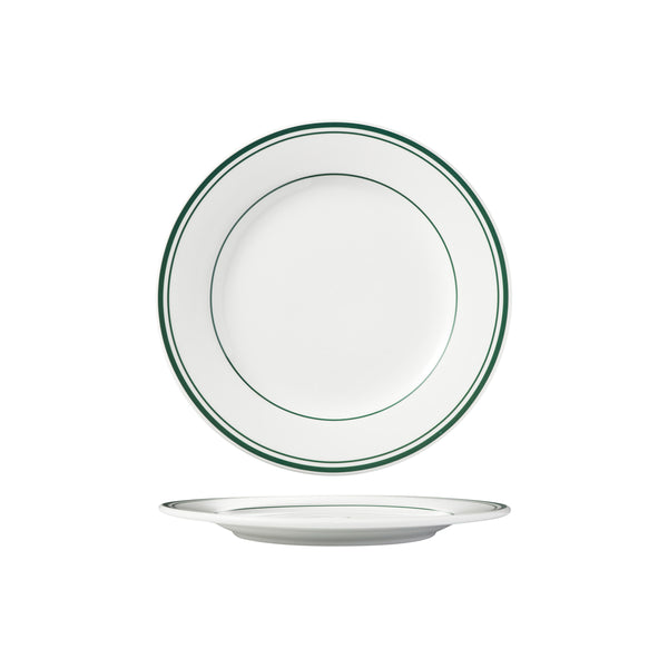 HAG.WBI0140 Maxwell & Williams Bistro Green Rim Round Wide Rim Plate 235mm Globe Importers Adelaide Hospitality Supplies