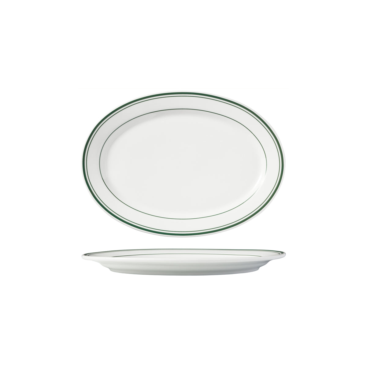 HAG.WBI0146 Maxwell & Williams Bistro Green Rim Oval Platter 235x130mm Globe Importers Adelaide Hospitality Supplies