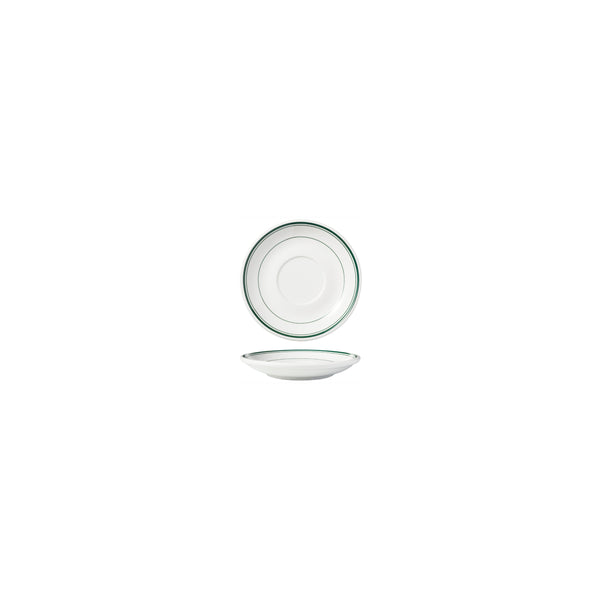 HAG.WBI0157 Maxwell & Williams Bistro Green Rim Saucer 115mm Globe Importers Adelaide Hospitality Supplies
