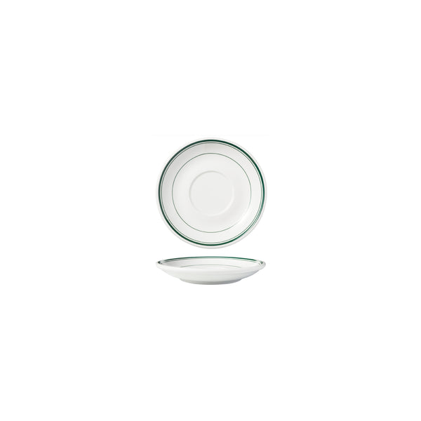 HAG.WBI0162 Maxwell & Williams Bistro Green Rim Saucer 155mm Globe Importers Adelaide Hospitality Supplies