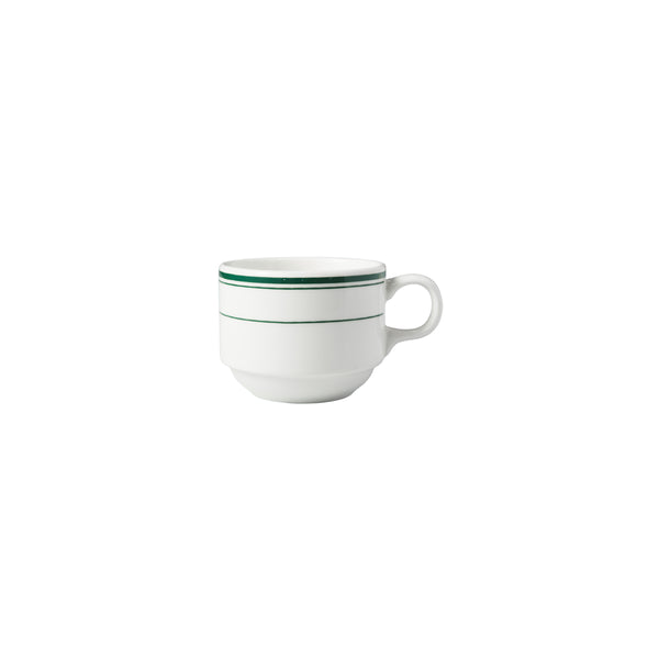 HAG.WBI0163 Maxwell & Williams Bistro Green Rim Stackable Cup 230ml Globe Importers Adelaide Hospitality Supplies