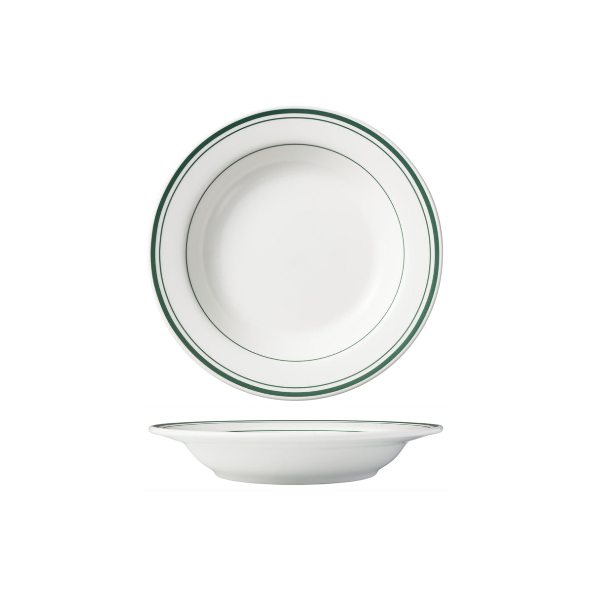 HAG.WBI0168 Maxwell & Williams Bistro Green Rim Flat Rim Soup Bowl 230x37mm Globe Importers Adelaide Hospitality Supplies