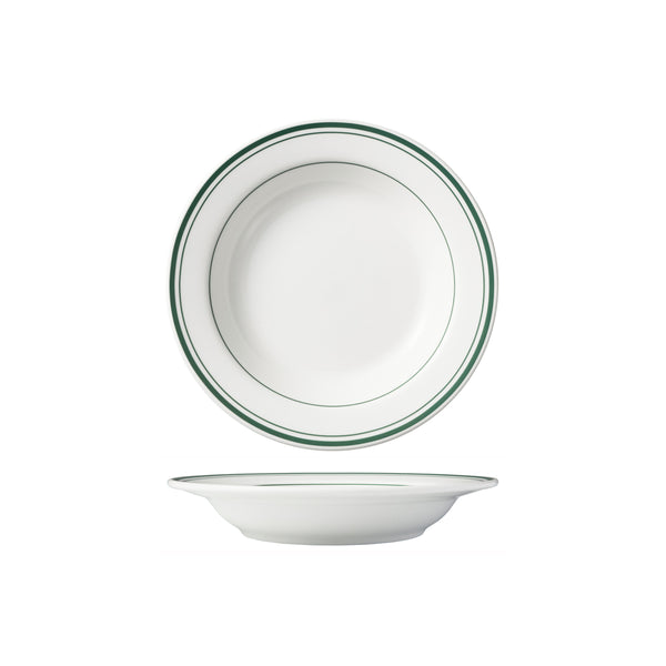 HAG.WBI0168 Maxwell & Williams Bistro Green Rim Flat Rim Soup Bowl 230x37mm Globe Importers Adelaide Hospitality Supplies