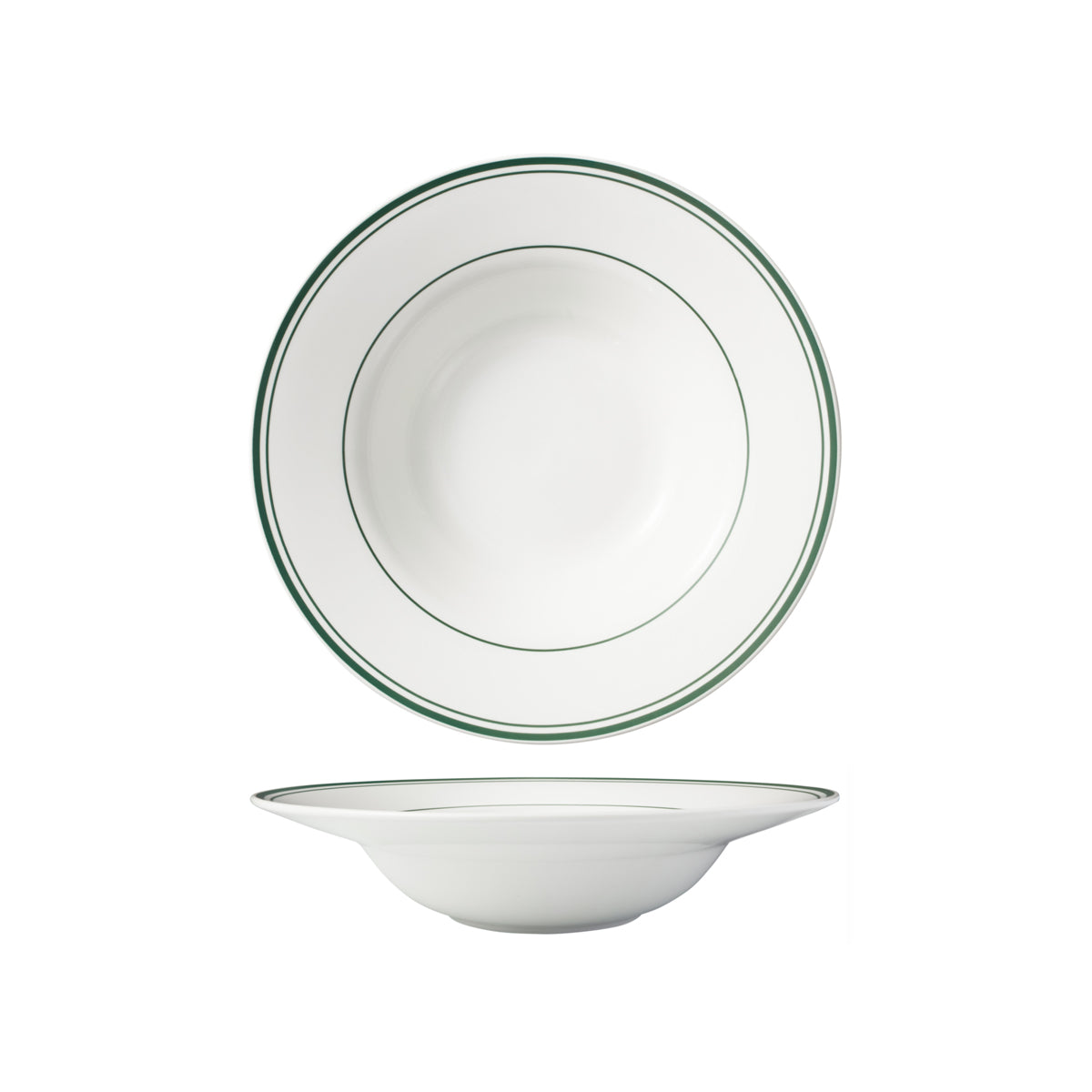 HAG.WBI0169 Maxwell & Williams Bistro Green Rim Deep Rim Soup Bowl 250x61mm Globe Importers Adelaide Hospitality Supplies