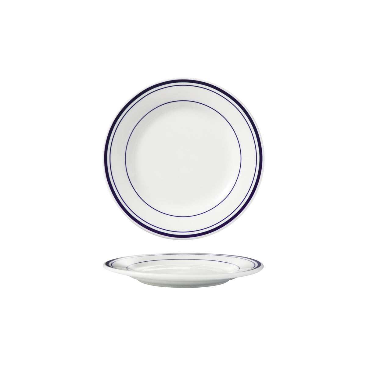 HAG.WBI0171 Maxwell & Williams Bistro Blue Rim Round Wide Rim Plate 160mm Globe Importers Adelaide Hospitality Supplies