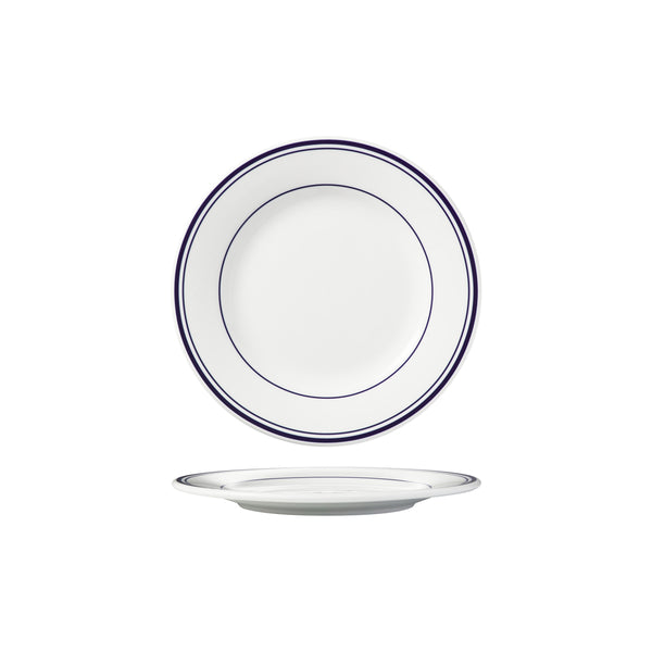 HAG.WBI0172 Maxwell & Williams Bistro Blue Rim Round Wide Rim Plate 185mm Globe Importers Adelaide Hospitality Supplies