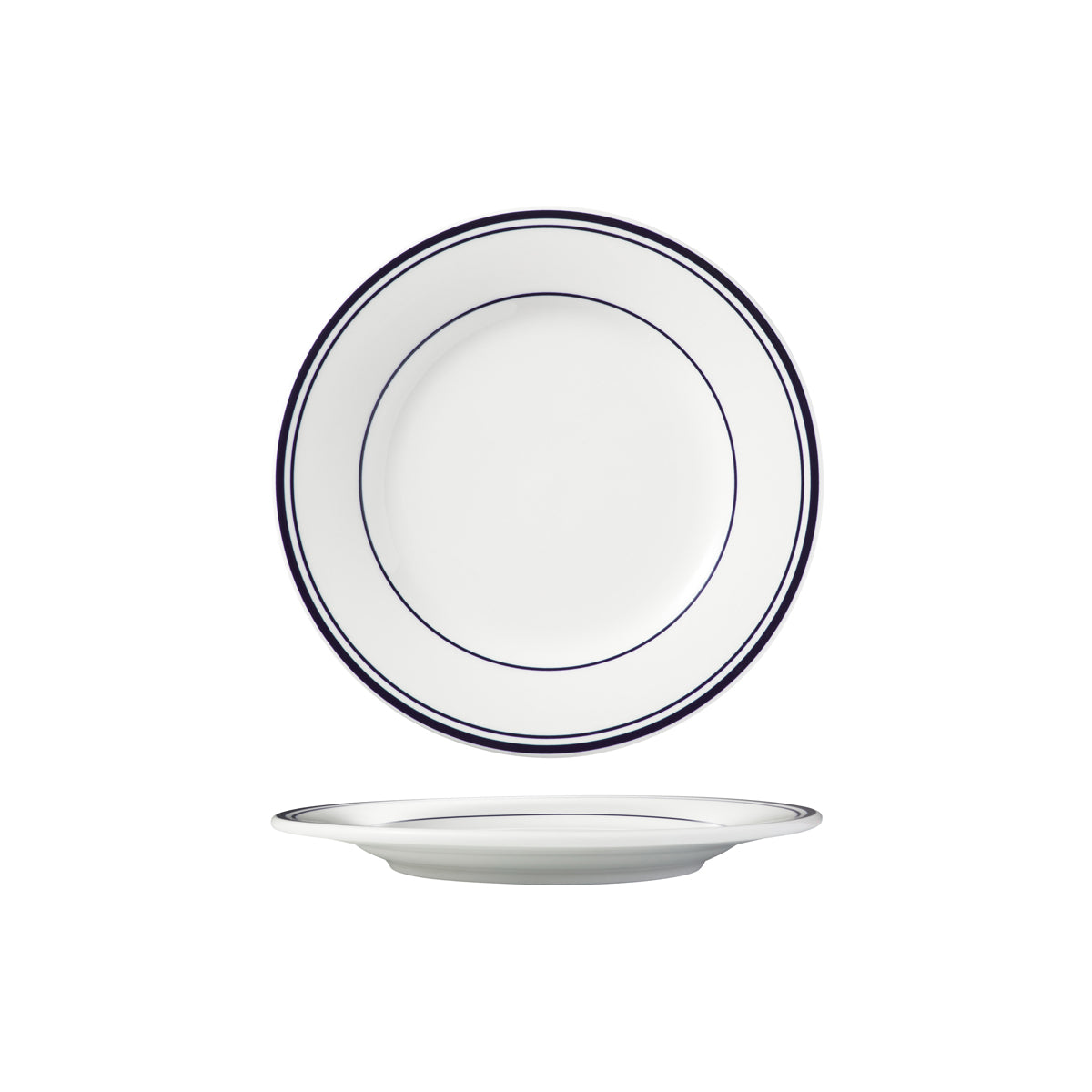 HAG.WBI0173 Maxwell & Williams Bistro Blue Rim Round Wide Rim Plate 210mm Globe Importers Adelaide Hospitality Supplies