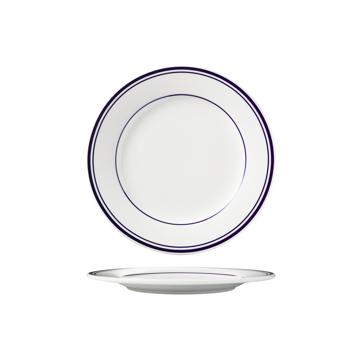 HAG.WBI0174 Maxwell & Williams Bistro Blue Rim Round Wide Rim Plate 235mm Globe Importers Adelaide Hospitality Supplies
