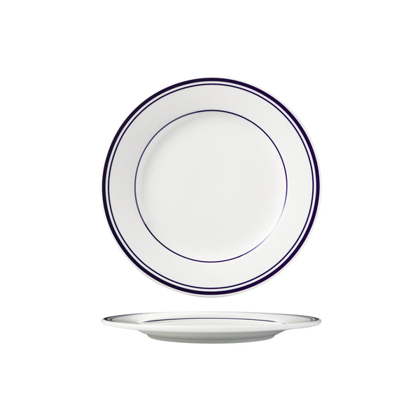 HAG.WBI0174 Maxwell & Williams Bistro Blue Rim Round Wide Rim Plate 235mm Globe Importers Adelaide Hospitality Supplies