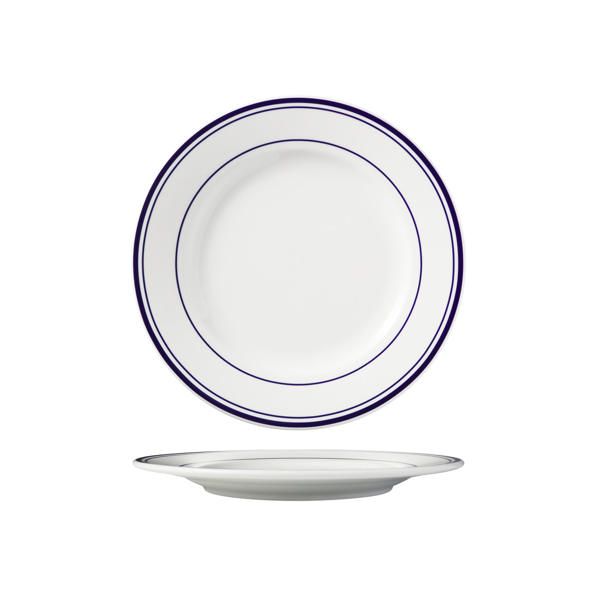 HAG.WBI0175 Maxwell & Williams Bistro Blue Rim Round Wide Rim Plate 260mm Globe Importers Adelaide Hospitality Supplies