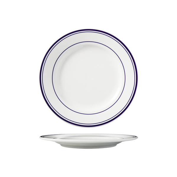 HAG.WBI0175 Maxwell & Williams Bistro Blue Rim Round Wide Rim Plate 260mm Globe Importers Adelaide Hospitality Supplies