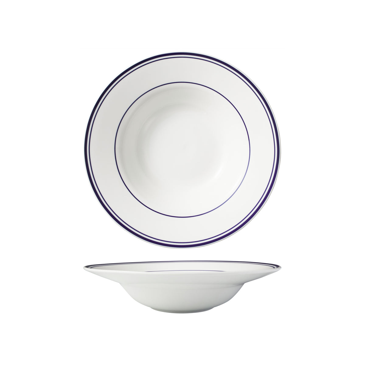 HAG.WBI0203 Maxwell & Williams Bistro Blue Rim Deep Rim Soup Bowl 250x61mm Globe Importers Adelaide Hospitality Supplies