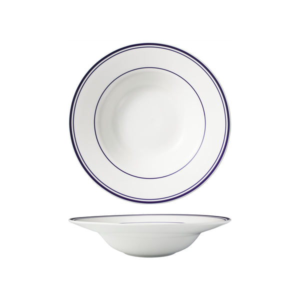 HAG.WBI0203 Maxwell & Williams Bistro Blue Rim Deep Rim Soup Bowl 250x61mm Globe Importers Adelaide Hospitality Supplies