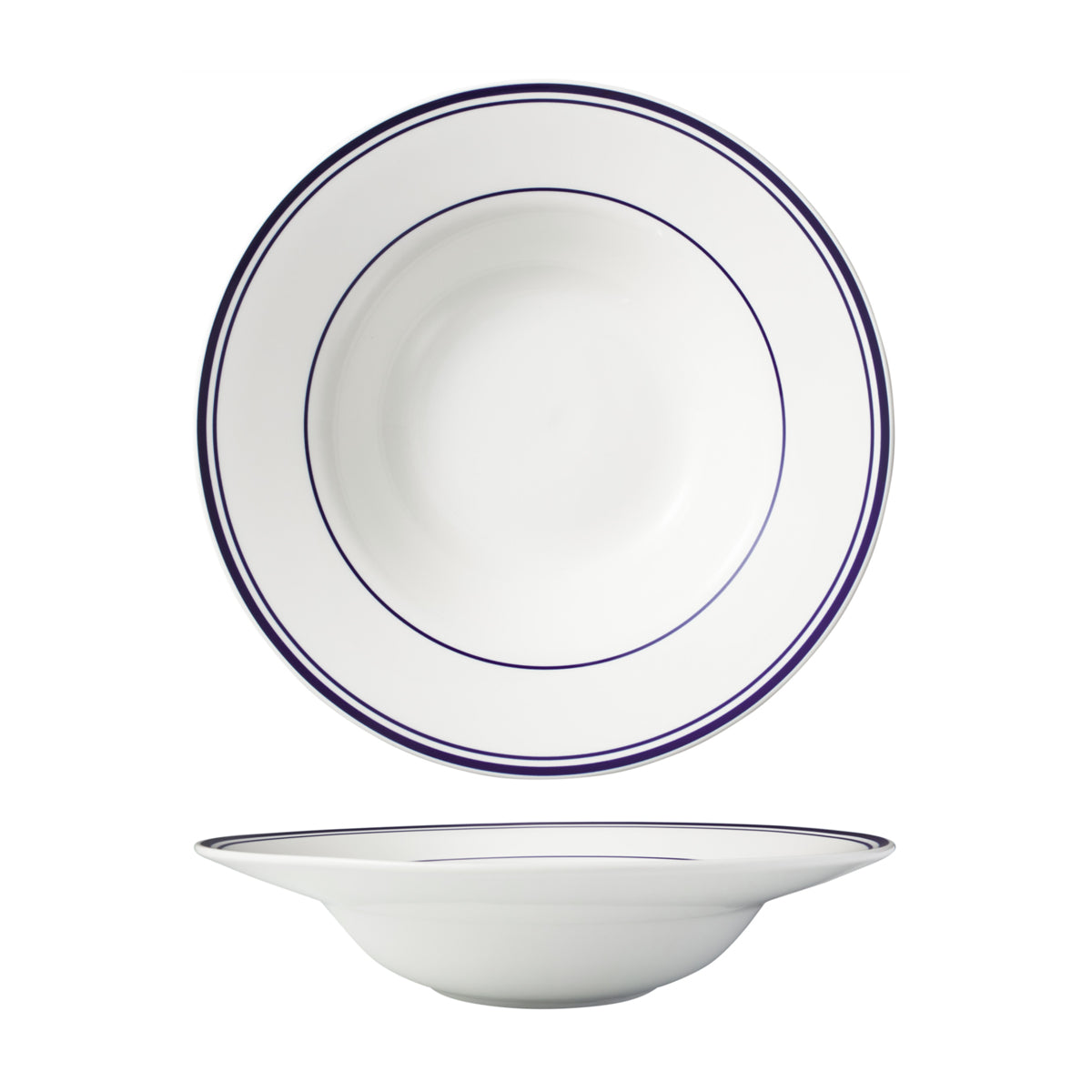 HAG.WBI0204 Maxwell & Williams Bistro Blue Rim Deep Rim Soup Bowl 300x69mm Globe Importers Adelaide Hospitality Supplies