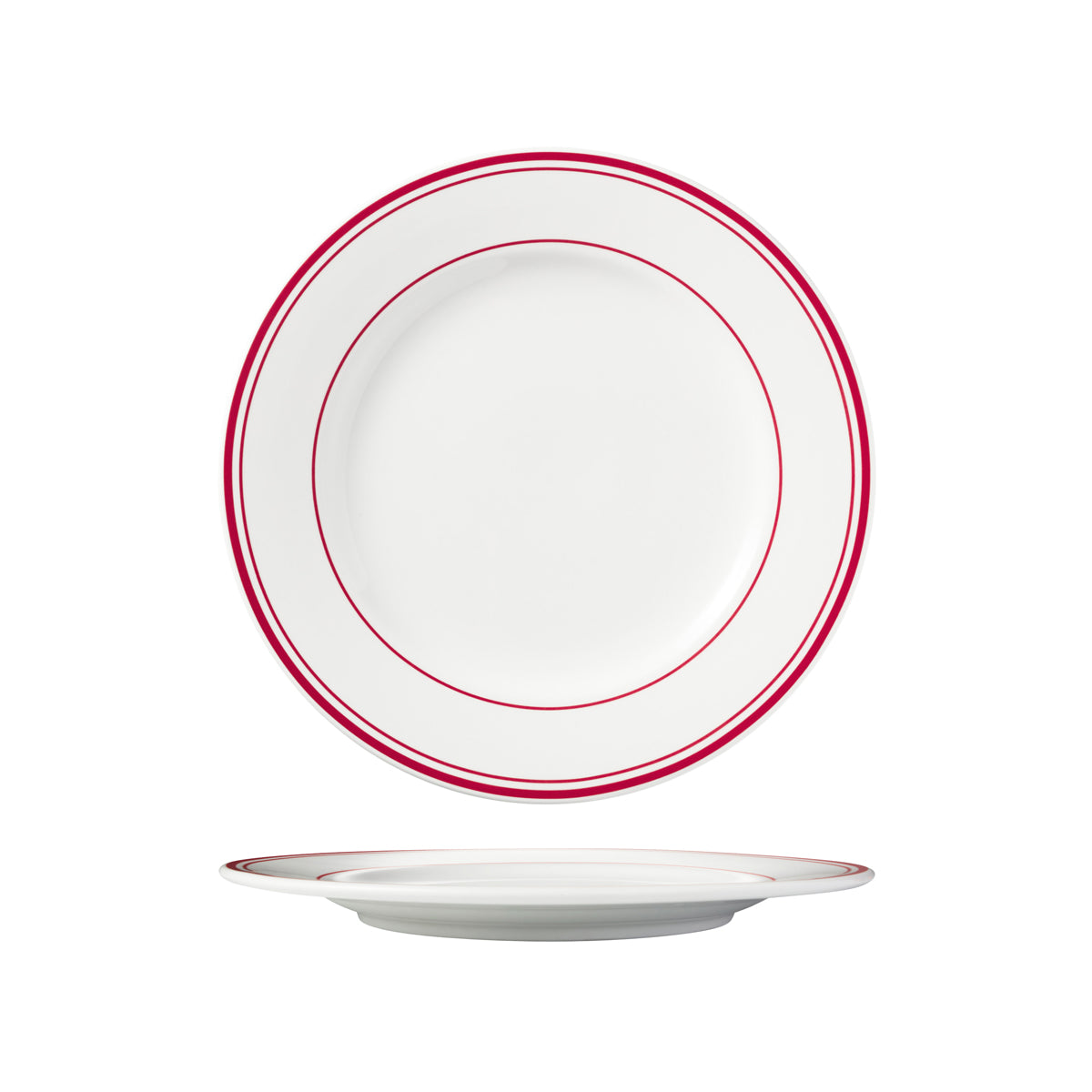 HAG.WBI0205 Maxwell & Williams Bistro Red Rim Round Wide Rim Plate 280mm Globe Importers Adelaide Hospitality Supplies