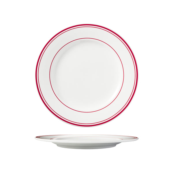HAG.WBI0205 Maxwell & Williams Bistro Red Rim Round Wide Rim Plate 280mm Globe Importers Adelaide Hospitality Supplies