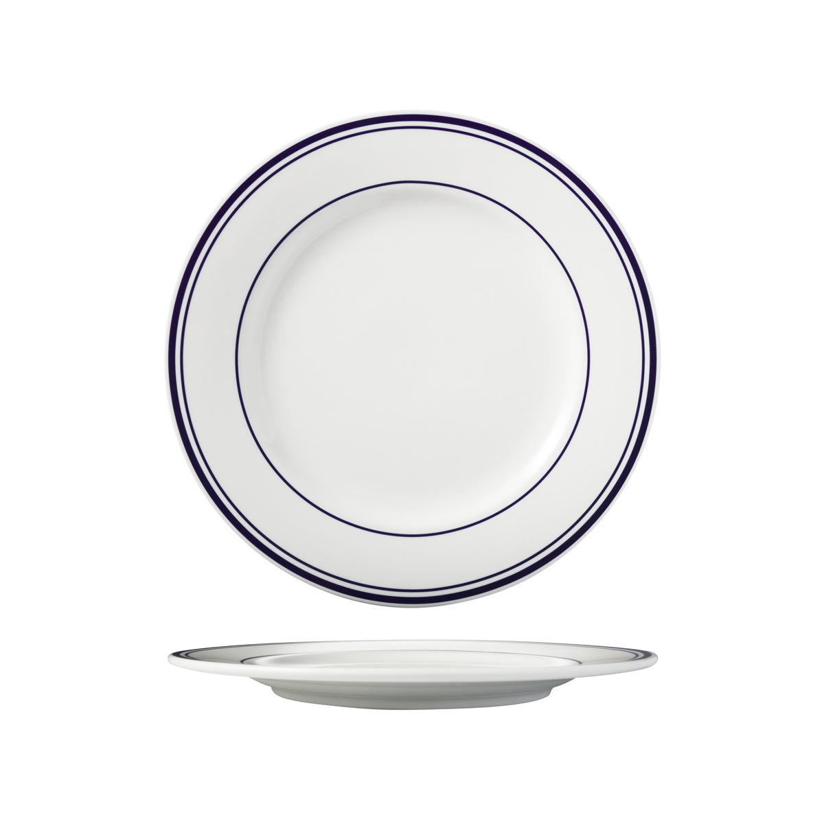 HAG.WBI0207 Maxwell & Williams Bistro Blue Rim Round Wide Rim Plate 280mm Globe Importers Adelaide Hospitality Supplies