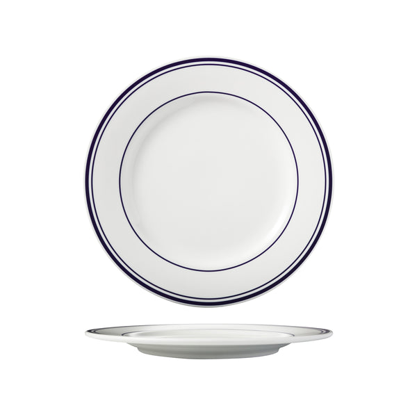 HAG.WBI0207 Maxwell & Williams Bistro Blue Rim Round Wide Rim Plate 280mm Globe Importers Adelaide Hospitality Supplies