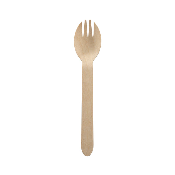 BP.HY-16C-2000 BioPak Unbranded FSC Wooden Spork 160mm Globe Importers Adelaide Hospitality Supplies