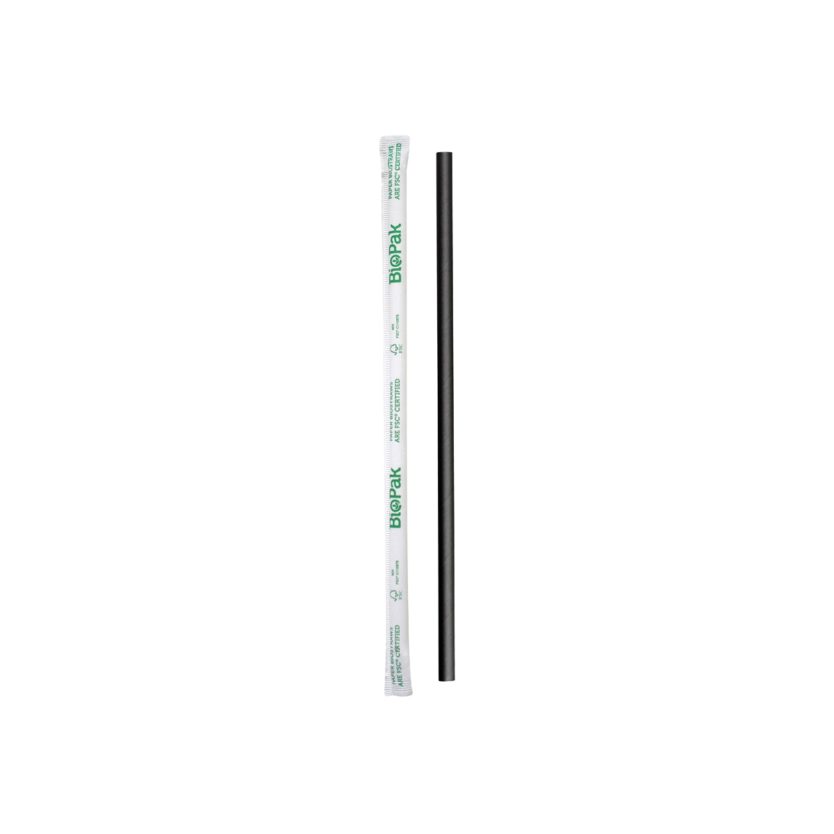 BP.JP-PBS-6X197-IPW-B BioPak Regular BioStraw Paper Black Individually Wrapped 6x197mm Globe Importers Adelaide Hospitality Supplies
