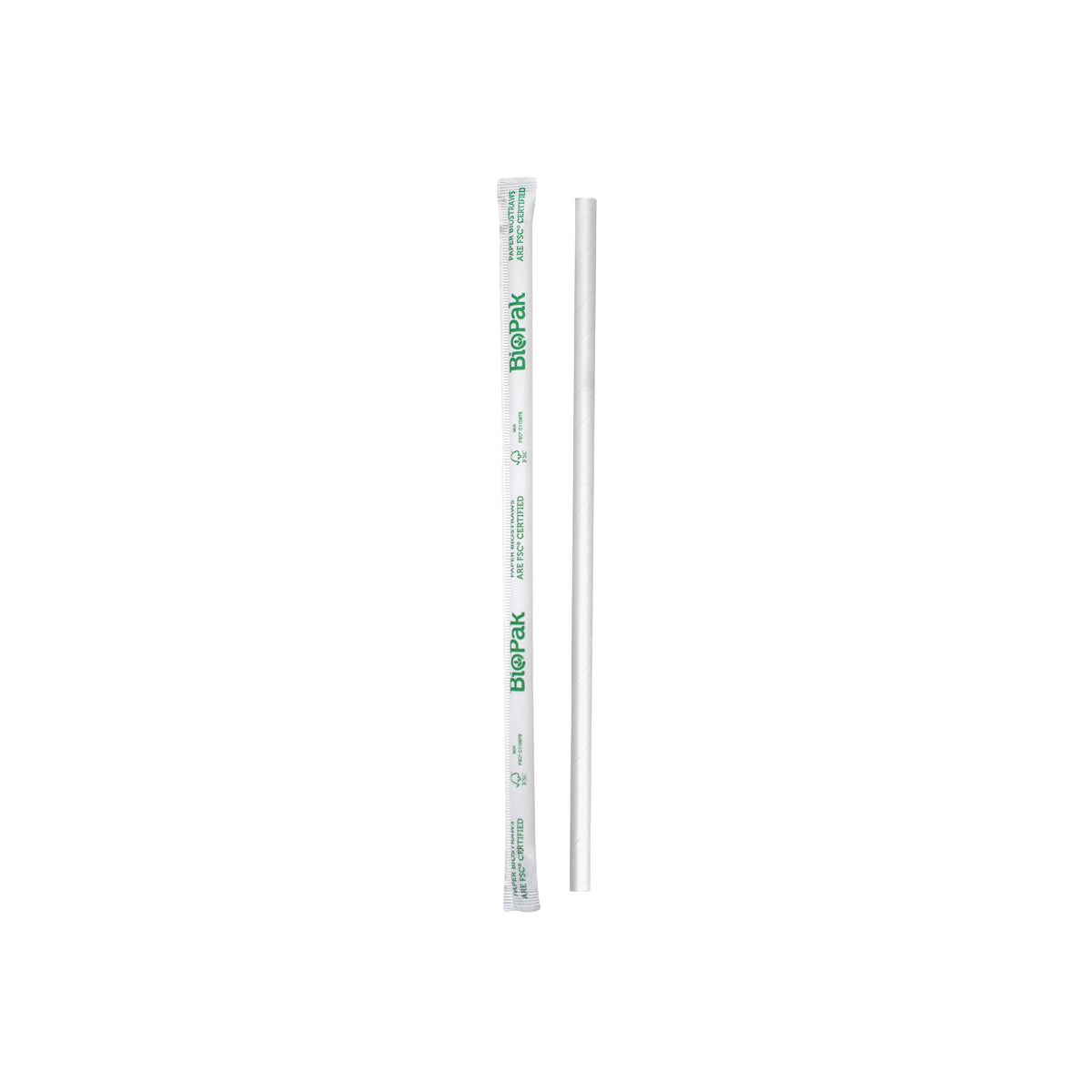 BP.JP-PBS-6x197-IPW BioPak Regular BioStraw Paper White Individually Wrapped 6x197mm Globe Importers Adelaide Hospitality Supplies