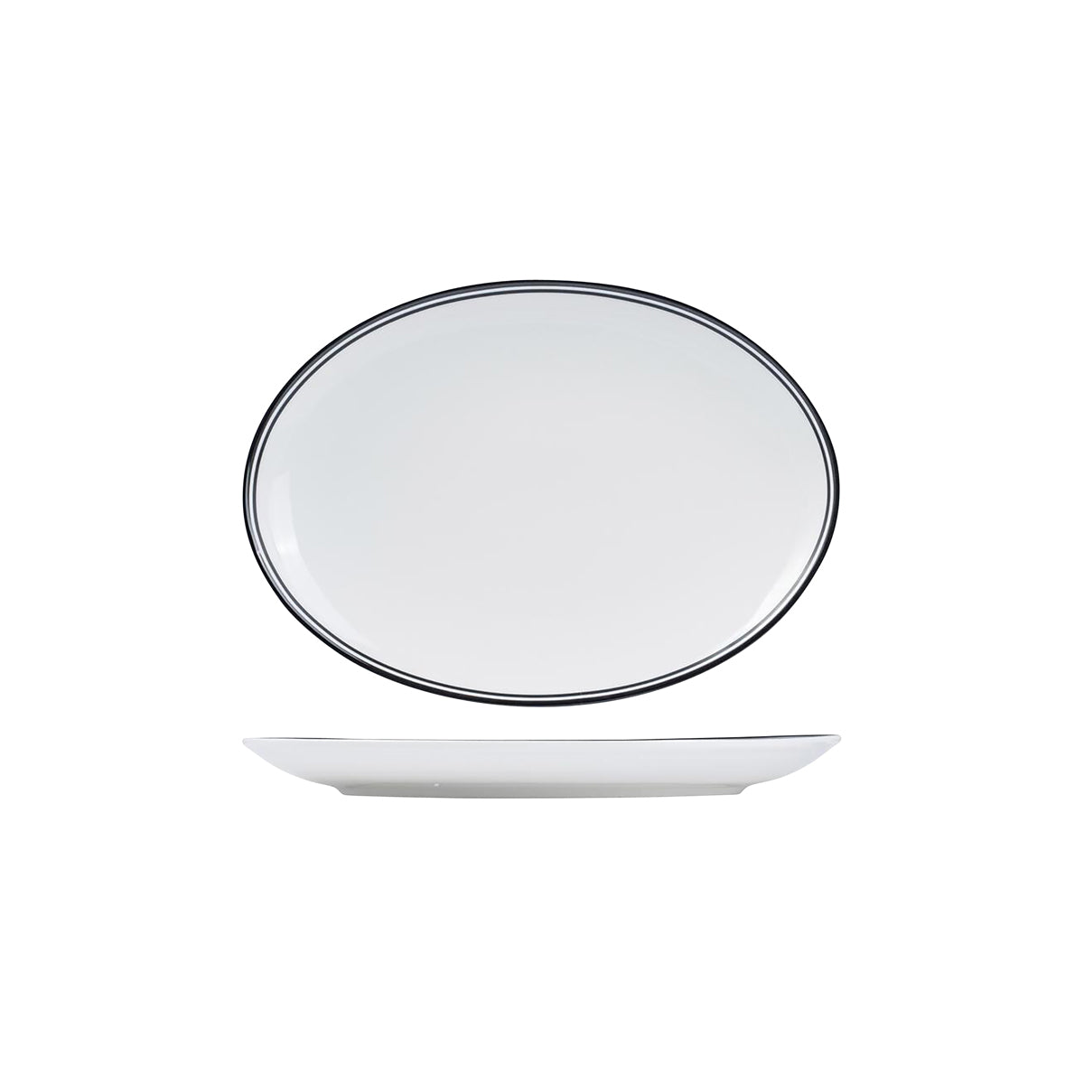 72.NOP26.BK RAK Porcelain Nano Cru Black Oval Coupe Plate 260x190mm Globe Importers Adelaide Hospitality Supplies