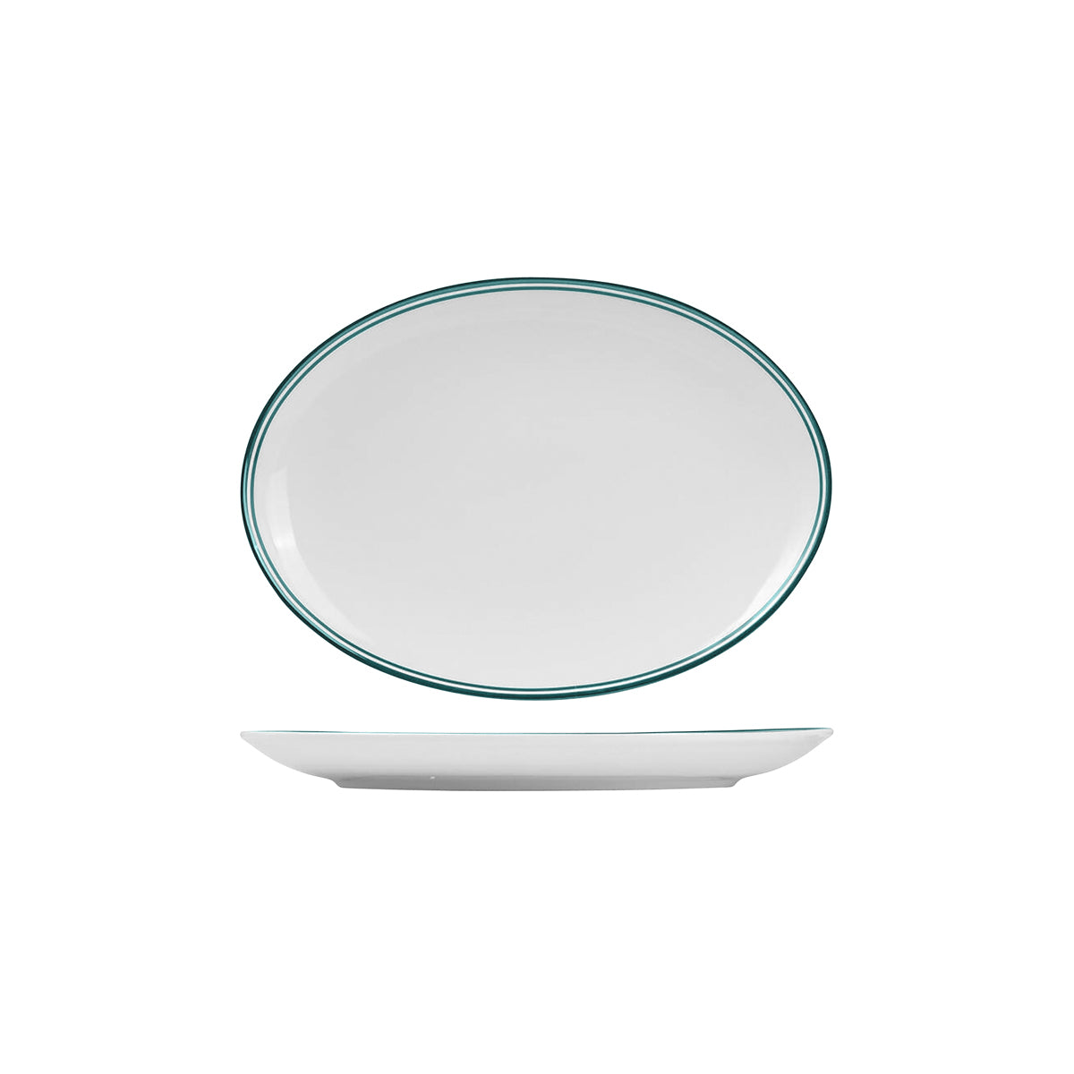 72.NOP26.GN RAK Porcelain Nano Cru Green Oval Coupe Plate 260x190mm Globe Importers Adelaide Hospitality Supplies