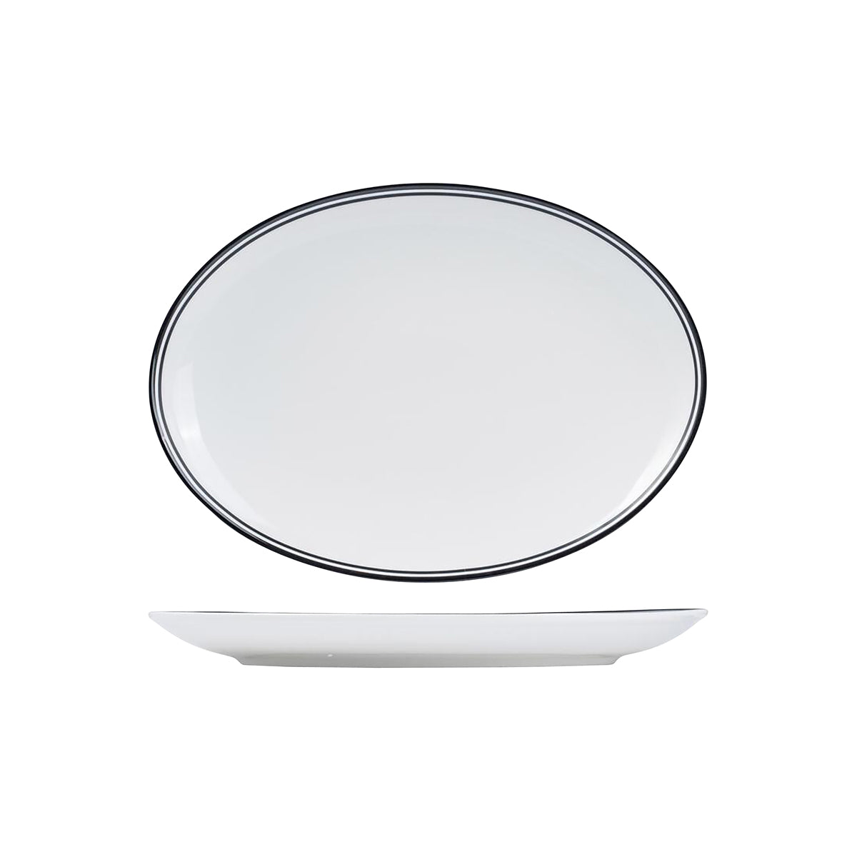 72.NOP32.BK RAK Porcelain Nano Cru Black Oval Coupe Plate 320x230mm Globe Importers Adelaide Hospitality Supplies