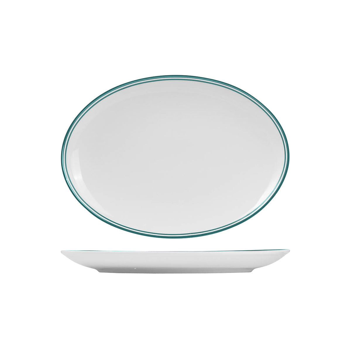 72.NOP32.GN RAK Porcelain Nano Cru Green Oval Coupe Plate 320x230mm Globe Importers Adelaide Hospitality Supplies