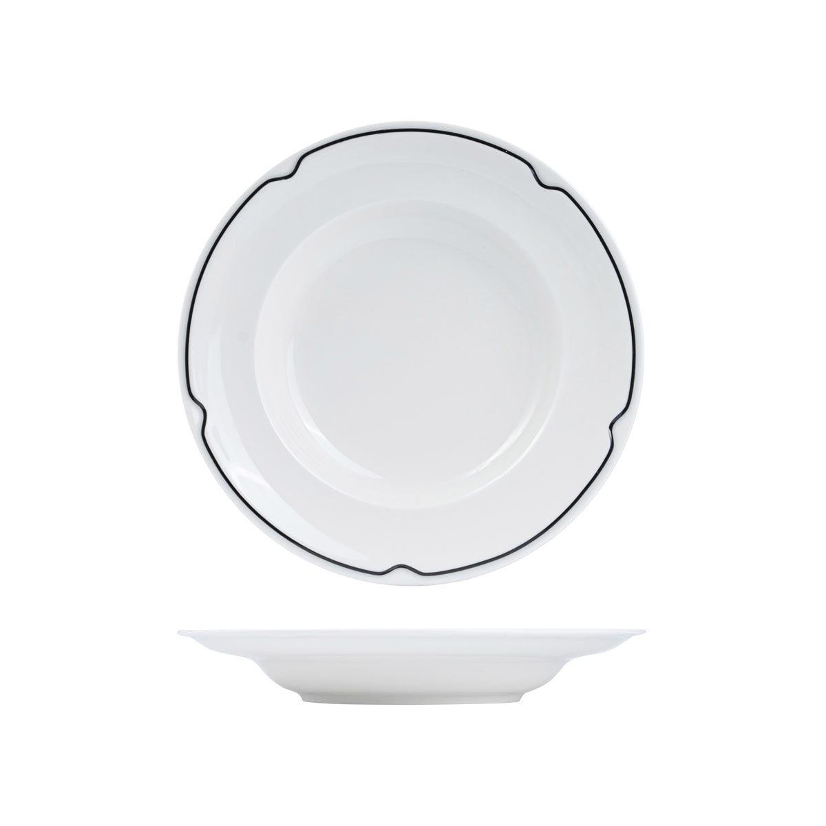 72.RCDP26-BK RAK Charlotte Black Round Bowl Wide Rim 260mm Globe Importers Adelaide Hospitality Supplies