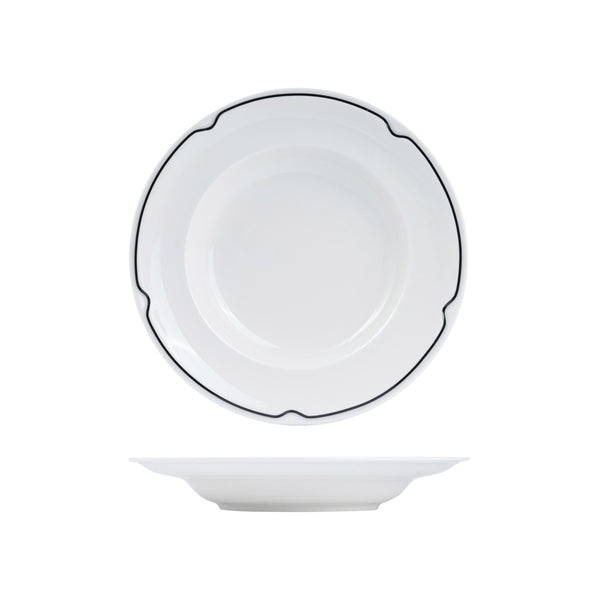 72.RCDP26-BK RAK Charlotte Black Round Bowl Wide Rim 260mm Globe Importers Adelaide Hospitality Supplies