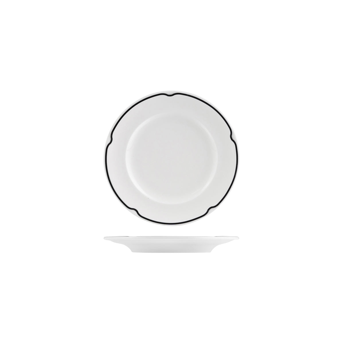 72.RCFP17-BK RAK Charlotte Black Round Plate Wide Rim 170mm Globe Importers Adelaide Hospitality Supplies