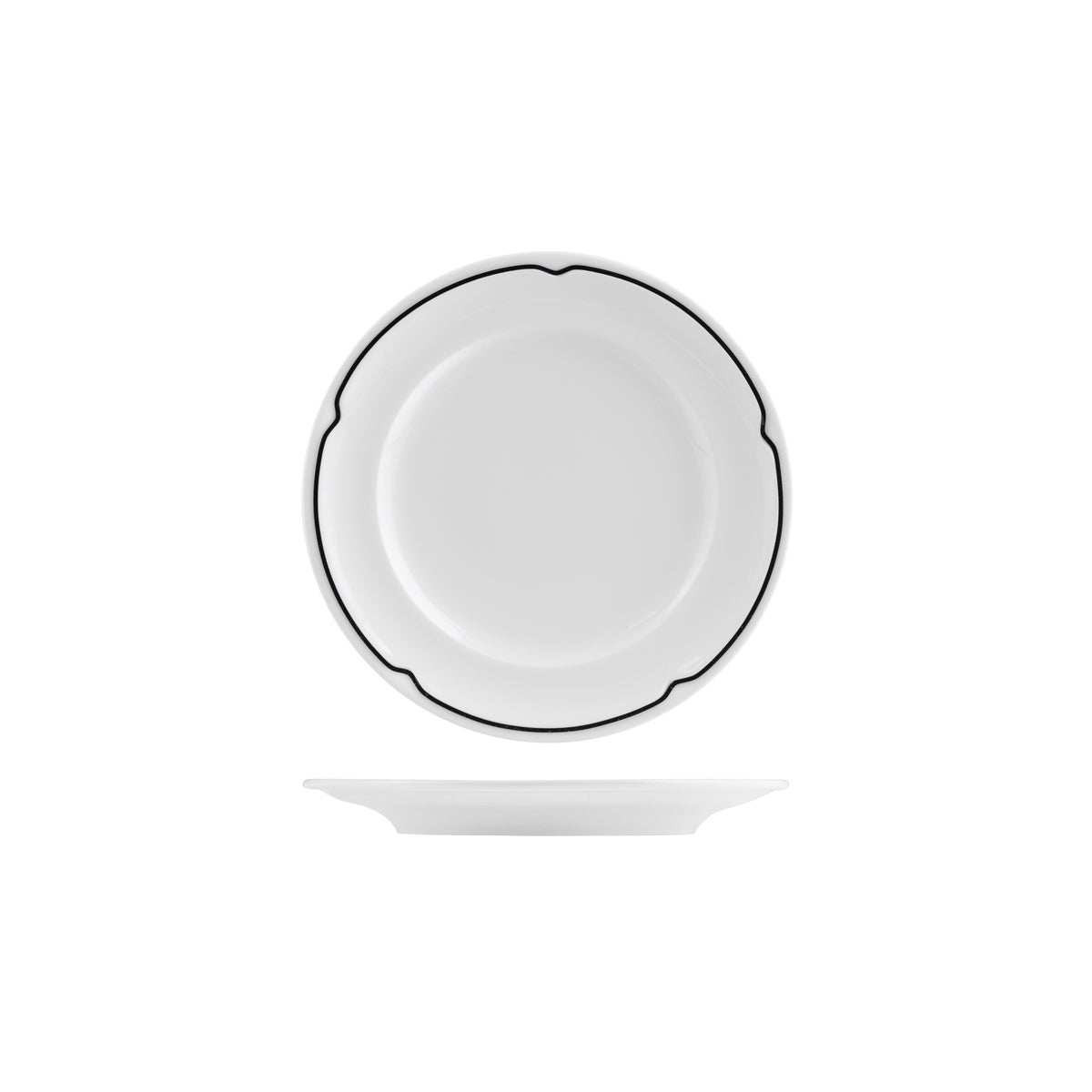 72.RCFP21-BK RAK Charlotte Black Round Plate Wide Rim 210mm Globe Importers Adelaide Hospitality Supplies