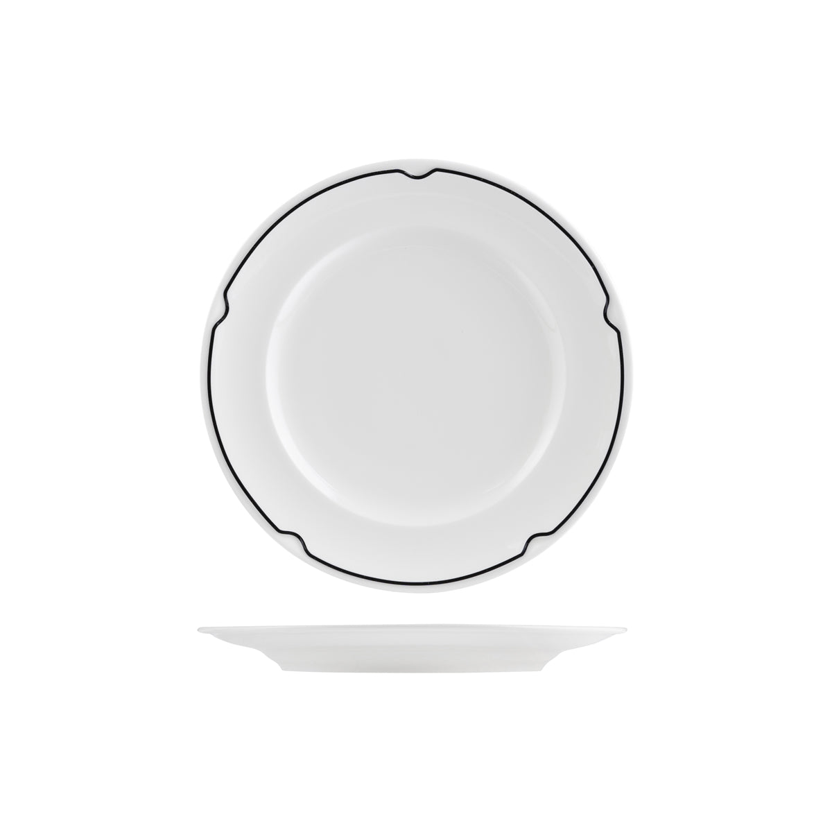 72.RCFP24-BK RAK Charlotte Black Round Plate Wide Rim 240mm Globe Importers Adelaide Hospitality Supplies