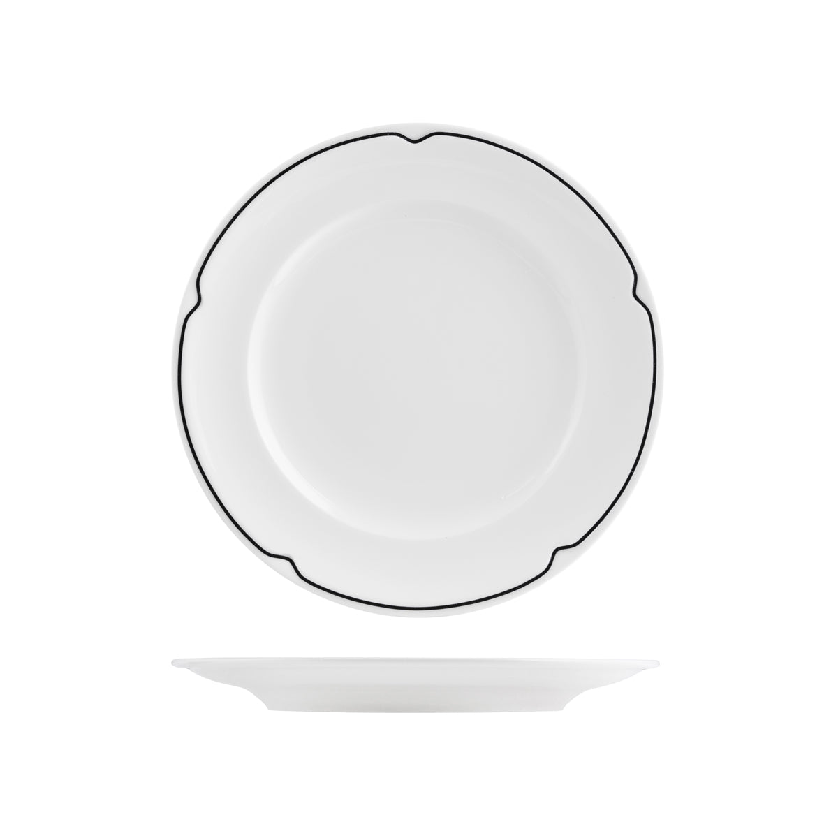 72.RCFP27-BK RAK Charlotte Black Round Plate Wide Rim 270mm Globe Importers Adelaide Hospitality Supplies