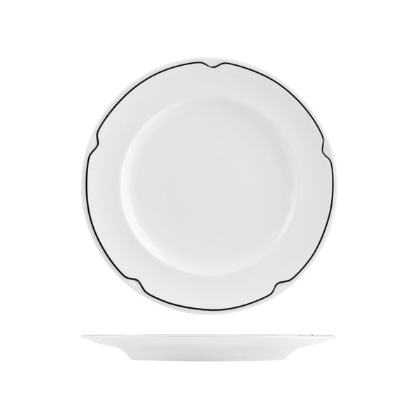 72.RCFP29-BK RAK Charlotte Black Round Plate Wide Rim 290mm Globe Importers Adelaide Hospitality Supplies