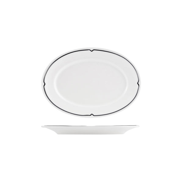72.RCOP22-BK RAK Charlotte Black Oval Plate Wide Rim 220x140mm Globe Importers Adelaide Hospitality Supplies