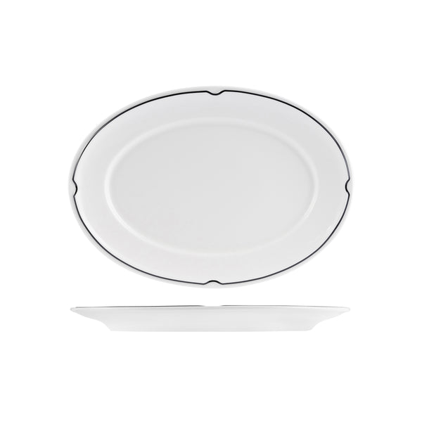 72.RCOP32-BK RAK Charlotte Black Oval Plate Wide Rim 320x210mm Globe Importers Adelaide Hospitality Supplies