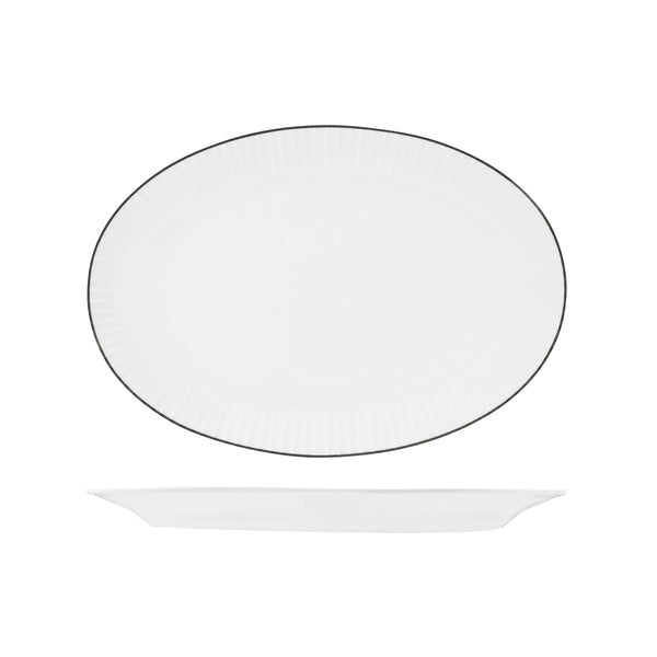 72.RHOP38-BK RAK Harriette Oval Platter Wide Rim 380x265mm Globe Importers Adelaide Hospitality Supplies