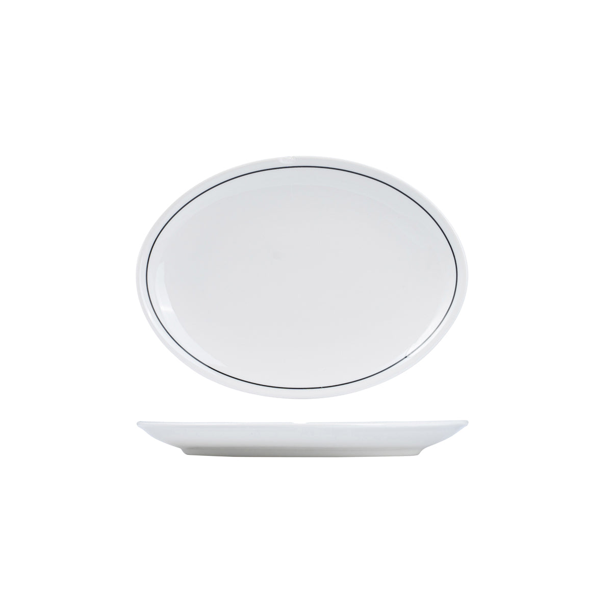 72.RPOP26-BK RAK Princeton Black Oval Coupe Plate 260x190mm Globe Importers Adelaide Hospitality Supplies