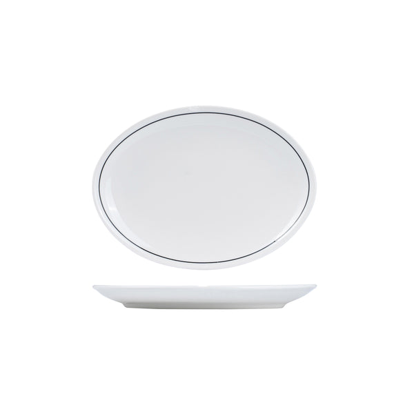 72.RPOP26-BK RAK Princeton Black Oval Coupe Plate 260x190mm Globe Importers Adelaide Hospitality Supplies