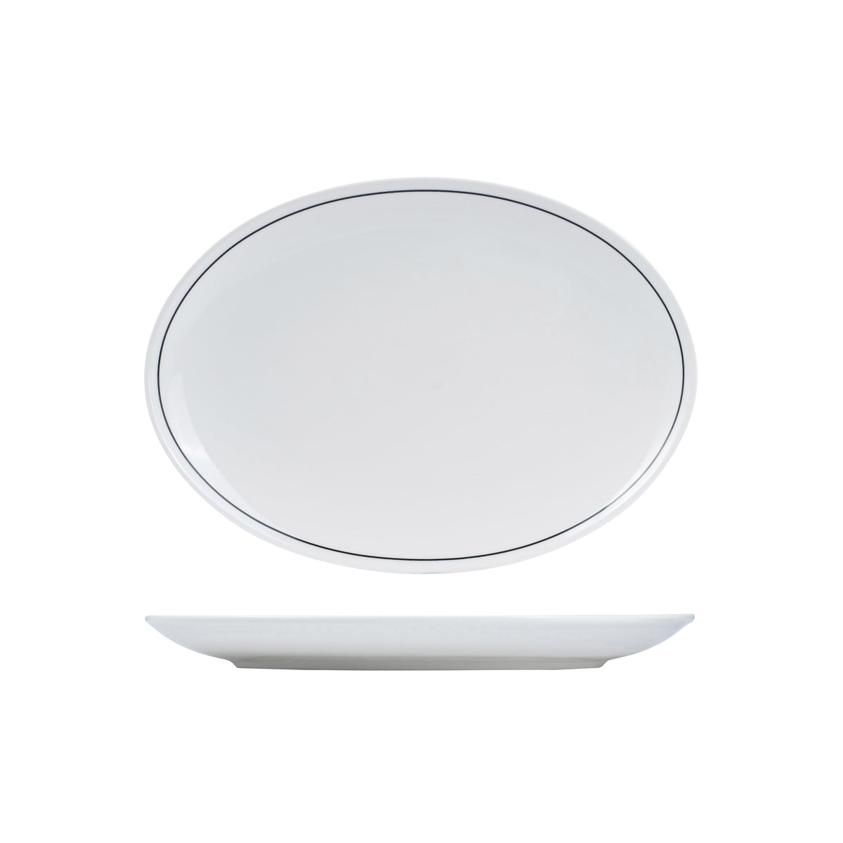 72.RPOP32-BK RAK Princeton Black Oval Coupe Plate 320x210mm Globe Importers Adelaide Hospitality Supplies