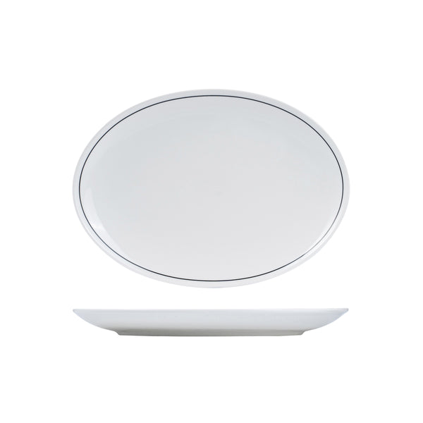 72.RPOP32-BK RAK Princeton Black Oval Coupe Plate 320x210mm Globe Importers Adelaide Hospitality Supplies